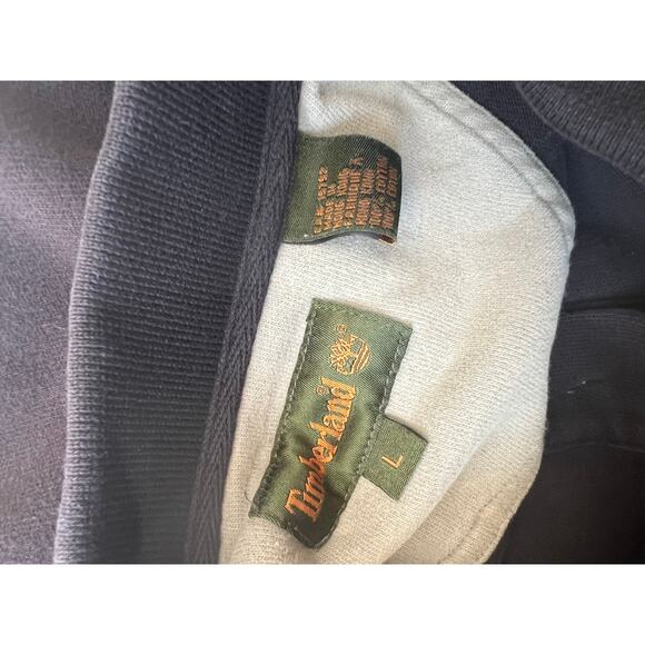 Vintage Timberland Cotton Long Sleeve Polo Sweatshirt Black White Logo Large SG - Picture 7 of 8